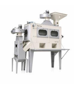 MMCTECH SPBT-0100 Batch Seed Polishing Machine for sale designed for seed polishing, surface cleaning, scarification, pulse polishing and specialty agricultural product processing applications.