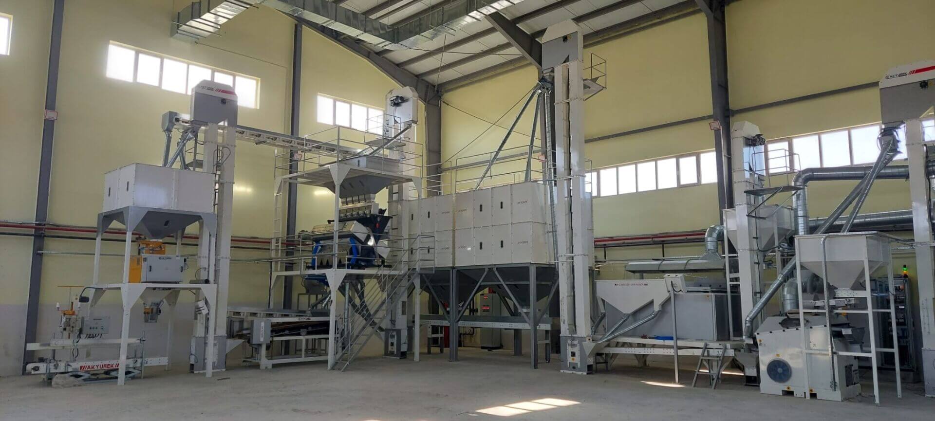 Complete soybean processing plant with SCADA-controlled cleaning, grading, and sorting equipment