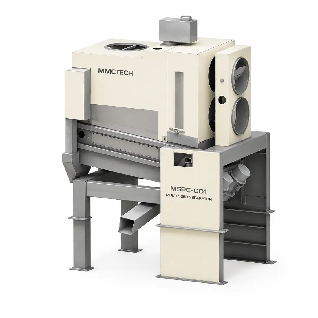 MMCTECH MSPC-001 Multi Seed Separator Machine for sale designed for seed cleaning, grain separation, gravity-based seed grading and precision removal of oversized, undersized and low-density particles.