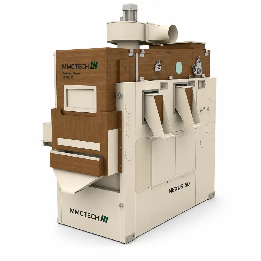 MMCTECH Nexus 60 Series Fine Seed Cleaner Machine for sale designed for precision seed cleaning, grain cleaning, pulse processing and oilseed grading applications in commercial seed processing plants.