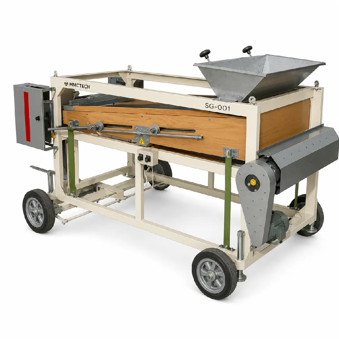 MMCTECH SG-001 Single Deck Seed Grader Machine for sale designed for precision seed grading, grain sizing, pulse grading, sesame cleaning and final seed processing applications.