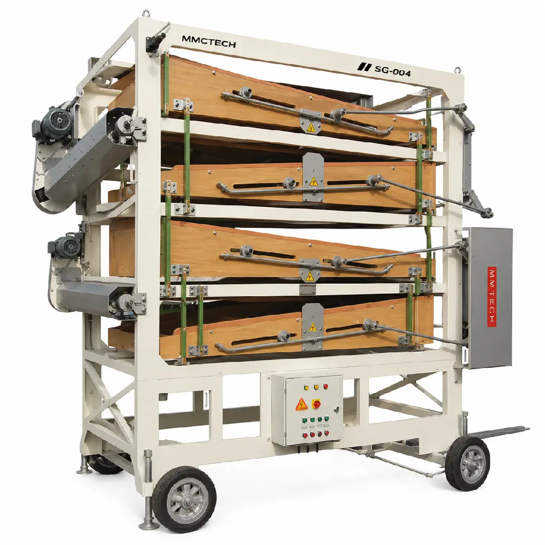 MMCTECH SG-004 Four Deck Seed Grader Machine for sale designed for high-capacity seed grading, grain sizing, pulse processing, sesame cleaning and precision agricultural seed sorting applications.