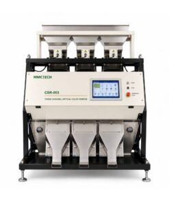 MMCTECH CSR-003 three channel optical color sorter machine for sale for seeds, grains, rice, lentils, chickpeas, beans, sesame, pulses, nuts and specialty agricultural products.