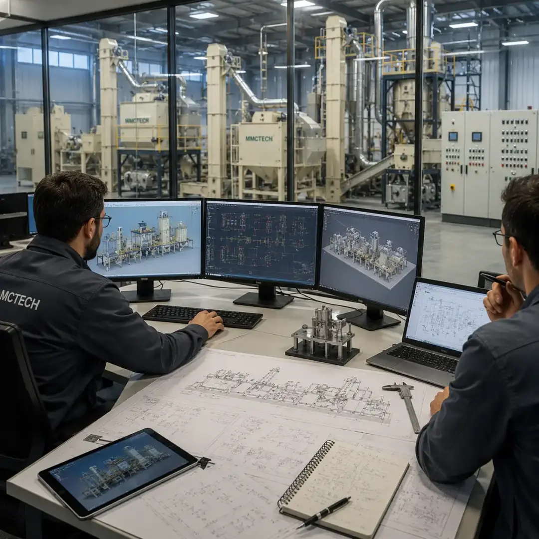 MMCTECH engineering team developing custom seed processing plant designs and automation solutions