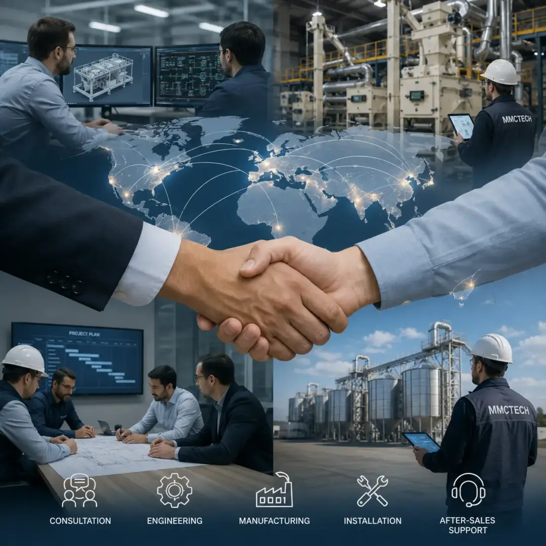 MMCTECH global project partnership for seed processing machinery, engineering, installation, and after-sales support