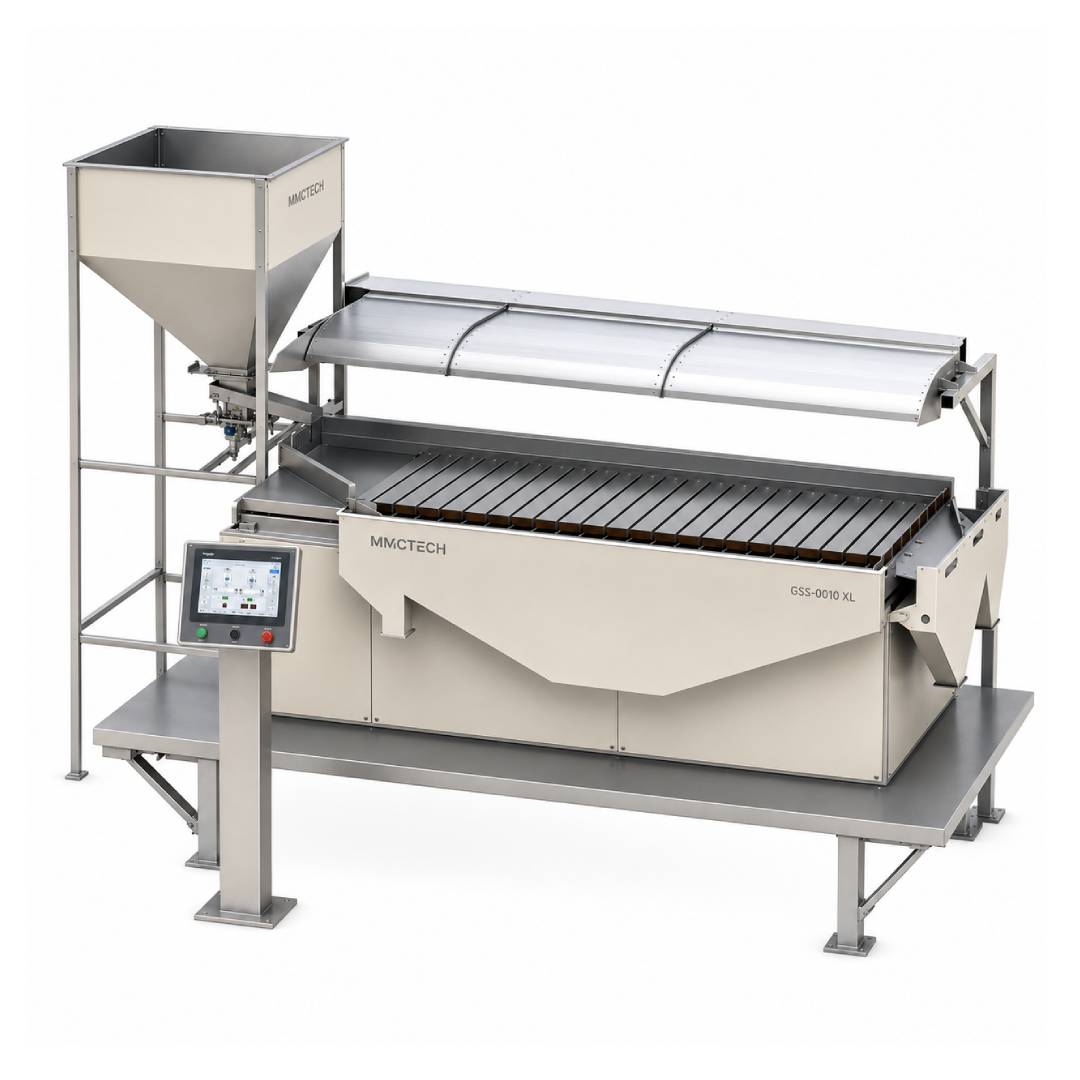 MMCTECH GSS-0010 XL Series Fully Automated Gravity Separator Machine for sale designed for seed cleaning, grain cleaning, density separation, gravity table seed sorting and product quality improvement applications.